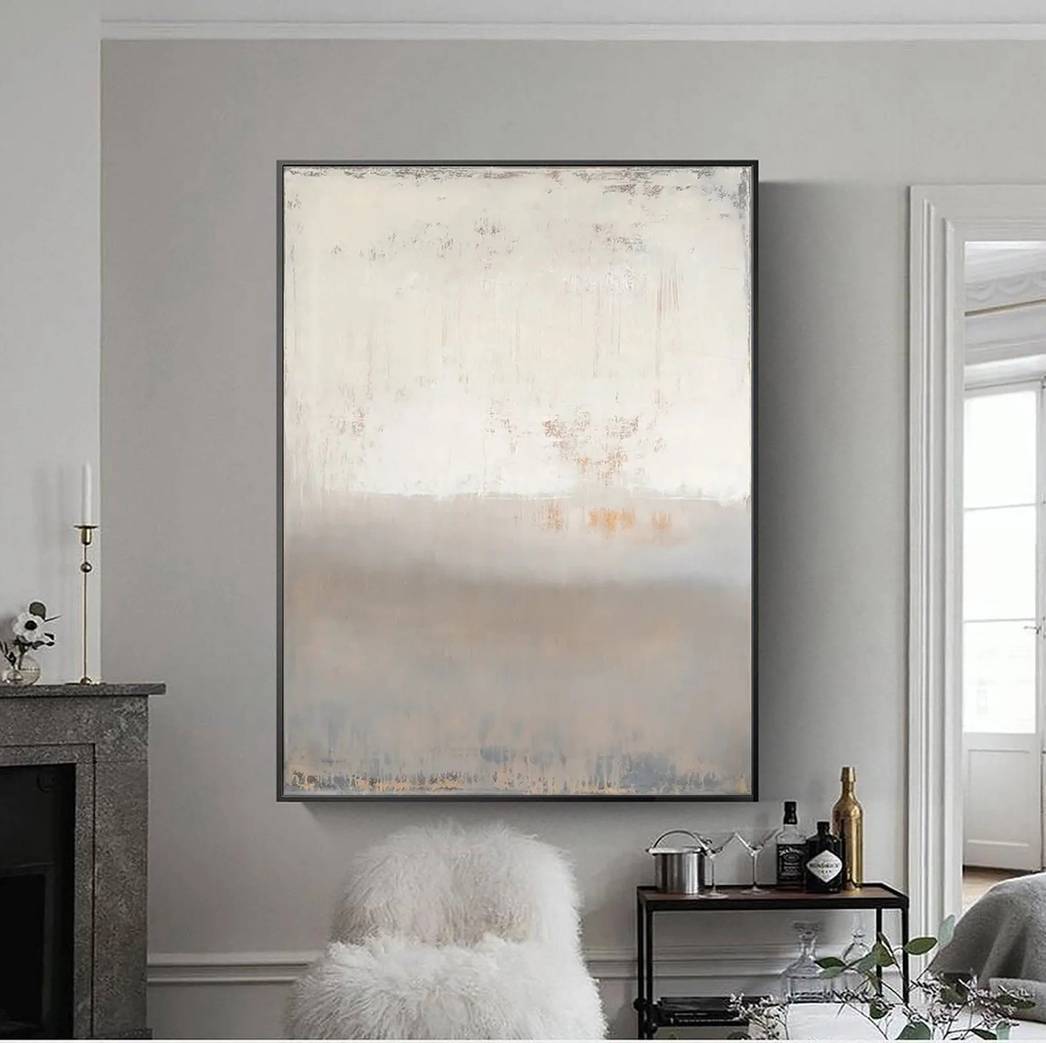 Yellow Painting Abstract Gray Abstract Canvas Artwork W70KD